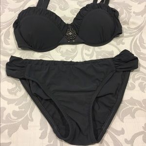 Badgley Mischka charcoal gray bikini